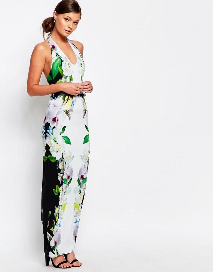 Ted Baker Torus Maxi Dress In Forget Me Not Trellis Print - Multi