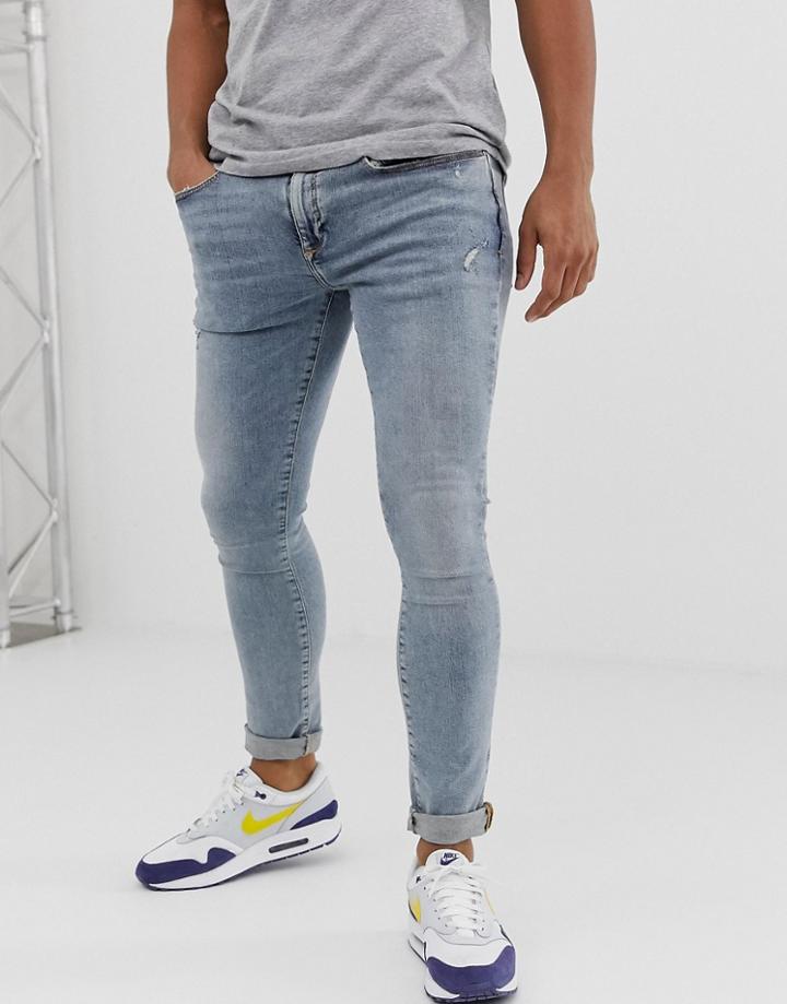 River Island Super Skinny Jeans In Light Wash Blue - Blue