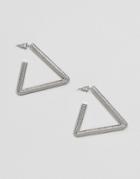 Steve Madden Silver Textured Triangle Earring - Silver