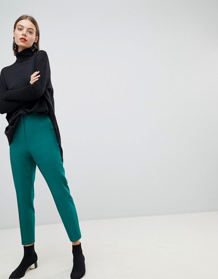 Asos Design Cigarette Pants In Pop Green - Green