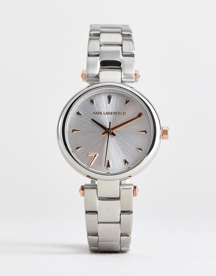 Karl Lagerfeld Kl5000 Ladies Stainless Steel Watch With White Dial - Silver