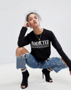 Asos Long Sleeve T-shirt With Addicted City Print - Black