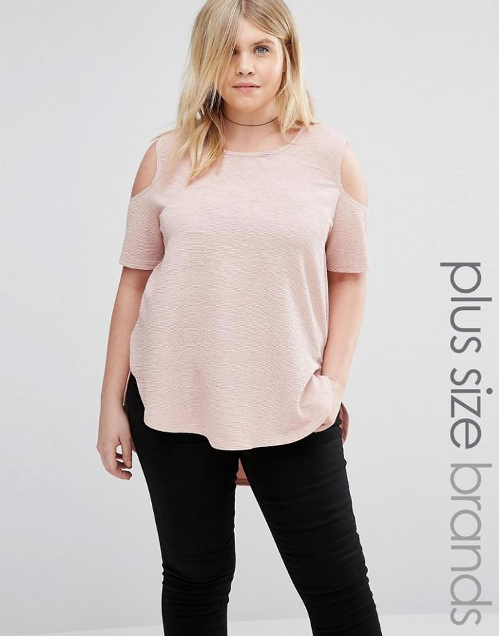 Ax Paris Plus Top With Cold Shoulder - Blush