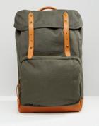 Asos Backpack In Khaki Canvas - Khaki