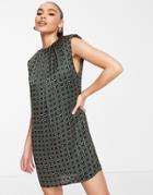 Ax Paris Sleeveless Mini Shift Dress In Geometric Print-multi