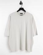 Asos Dark Future Oversized Heavyweight T-shirt With Logo Prints In Gray-grey