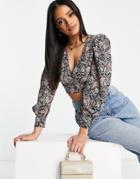 In The Style Paisley Wrap Front Coordinating Blouse In Black