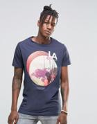 Pull & Bear T-shirt With La Print In Navy - Navy
