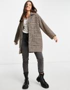 Monki Nimra Recycled Boucle Check Coat In Multi