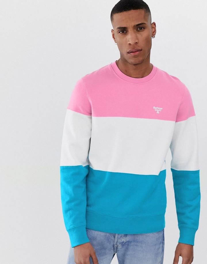 Barbour Beacon Derwent Color Block Crew Neck Sweat In Navy