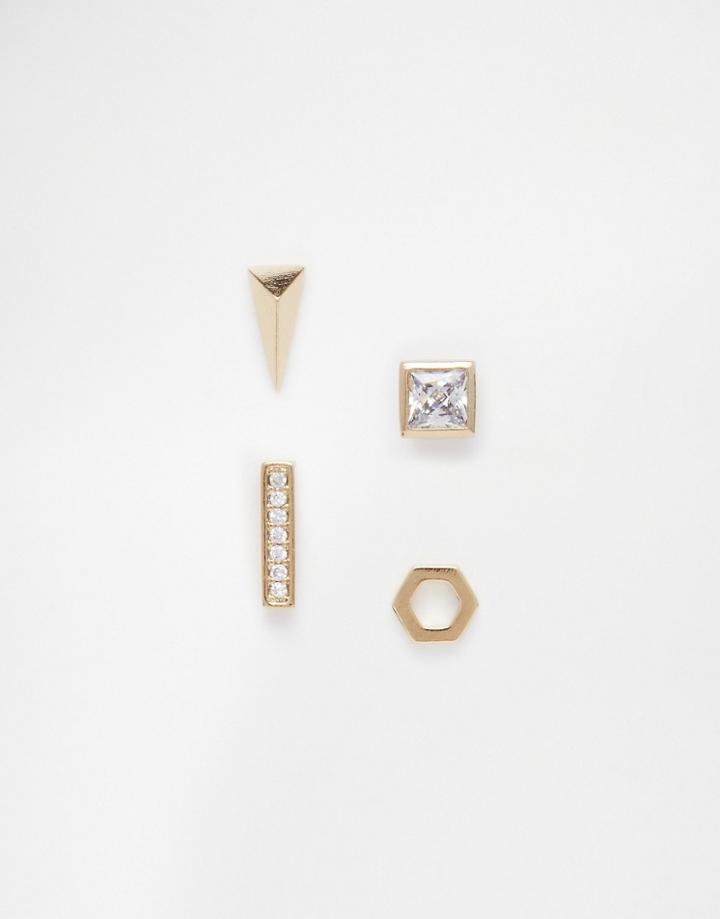 Orelia Minimalist Multipack Earrings - Gold