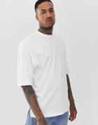 Asos Design Oversized T-shirt With Side Split In White