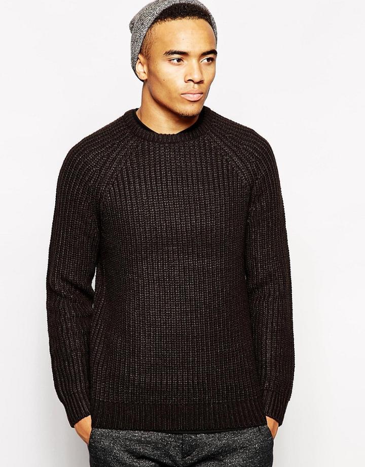 New Look Fisherman Sweater-black