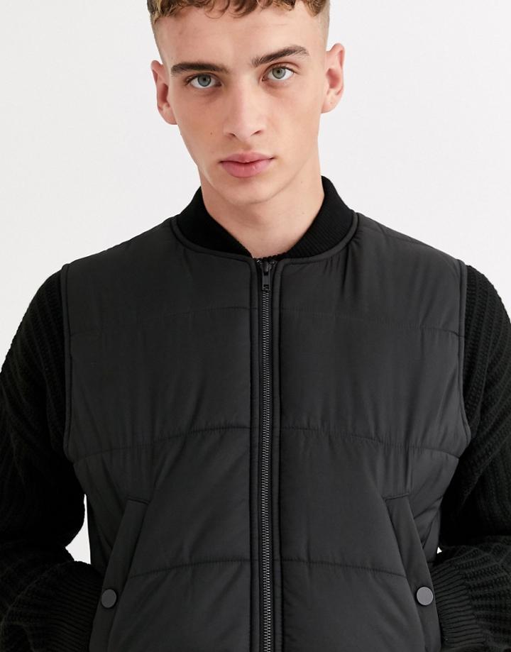 Mennace Quilted Vest In Black