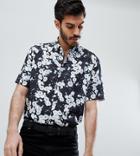 Heart & Dagger Revere Collar Shirt In Blue Floral - Blue