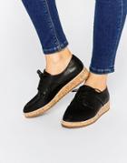 Aldo Gater Black Cork Sole Lace Up Flat Shoes - Black