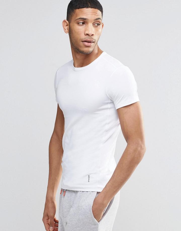 Hugo Boss Muscle Fit Rib T-shirt In White - White