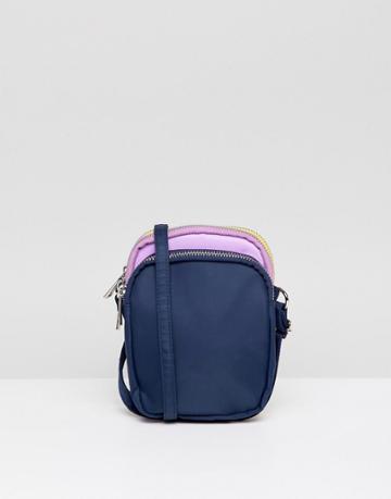 Asos Design Mini Multi Compartment Messenger Bag In Color Block - Multi