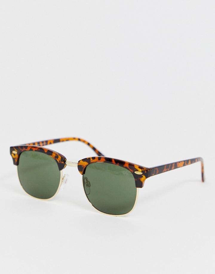 Selected Homme Eco Friendly Retro Sunglasses In Tortoiseshell - Brown