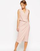 Asos Petite Wedding Wrap Drape Midi Dress - Pink