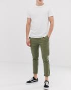 Asos Design Skinny Cropped Chinos In Light Khaki-green