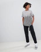 Asos Design Relaxed T-shirt With Bleach Stripe - White