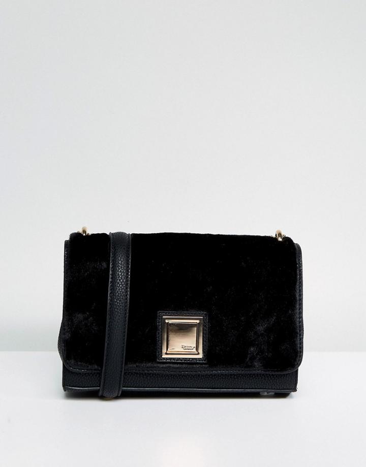 Dune Faux Fur Bag With Chain Strap - Black