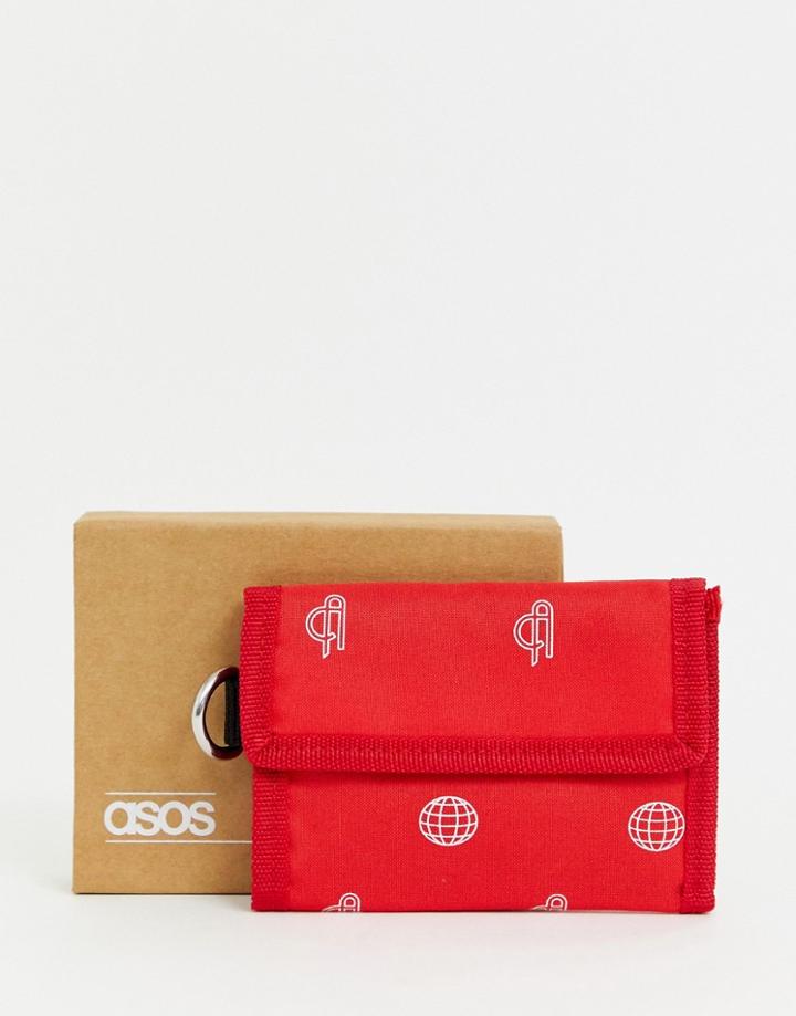 Asos Design Tri-fold Wallet With Print - Multi