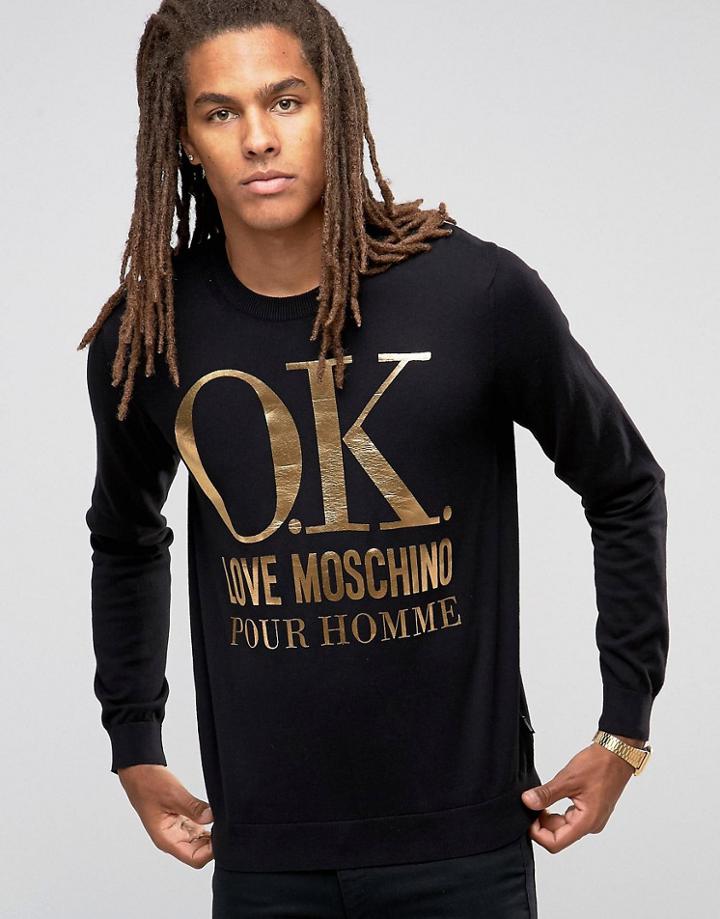 Love Moschino Gold Logo Jumper - Black