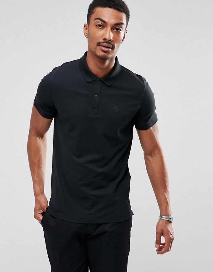 Selected Homme Polo Shirt With Chest Branding - Black