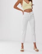 Stradivarius Mom Jean With Stretch In White - White