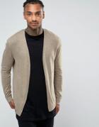 Asos Cotton Buttonless Cardigan In Light Brown - Beige