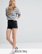 Asos Tall Denim Mom Shorts In Washed Black - Black