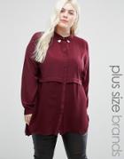 Elvi Plus Double Layer Shirt With Collar Tips - Red