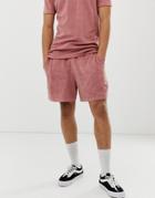 Asos Design Two-piece Jersey Shorts In Towelling In Pink