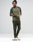 Asos Loungewear Skinny Joggers In Camo Print - Green