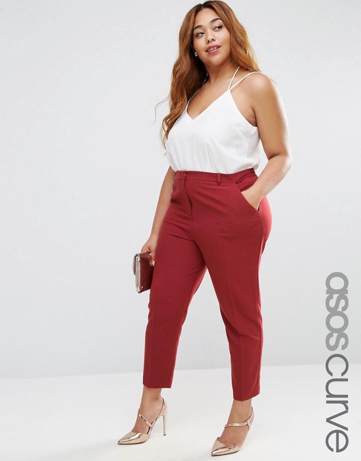 Asos Curve Cigarette Pant In Crepe - Purple