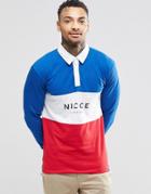 Nicce London Long Sleeve Rugby Polo Short - Blue