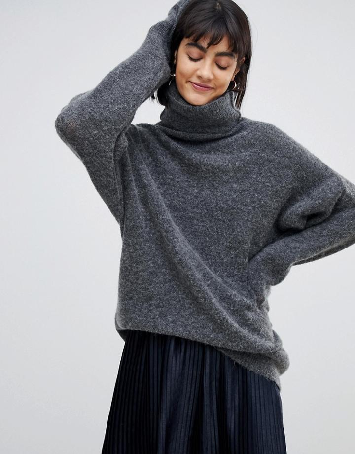 Moss Copenhagen Oversized Sweater In Mohair Blend - Gray