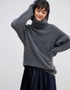 Moss Copenhagen Oversized Sweater In Mohair Blend - Gray