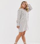 Wild Honey Plus Oversized Smock Dress With Lace Trims In Floral-white