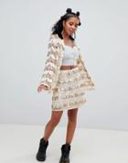 Ragyard Mini Skirt Two-piece In Tassel Sequin - Cream
