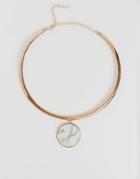 Monki Marble Circle Pendant Necklace - Gold
