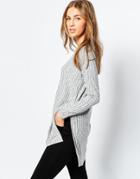 Asos Tunic With Side Split And Long Sleeve - Gray