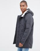 Brave Soul Fleece Lined Hooded Parka Jacket-gray