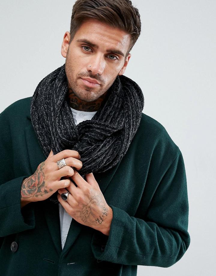 New Look Knitted Infinity Scarf In Black - Black