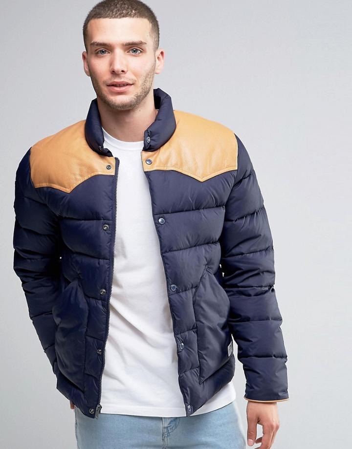 Penfield Pelam Down Quilted Jacket Leather Yoke - Navy
