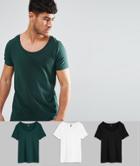 Asos T-shirt With Deep Scoop 3 Pack Save - Multi