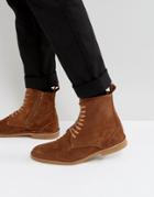 Selected Homme Royce Suede Lace Up Boots In Tan - Tan