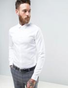 Asos Smart Skinny Twill Shirt In White - White